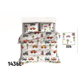 Pościel 90x120 1436E biała Auta pojazdy policja straż