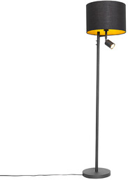 Lampa stojąca czarna ze złotym wnętrzem i lampką