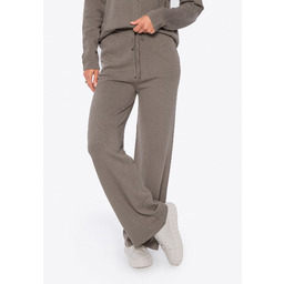 Spodnie damskie z szeroką nogawką ciemny beż