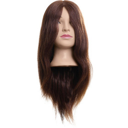 Efalock, główka fryzjerska, treningowa Lina, włosy naturalno-syntetyczne, brązowe,