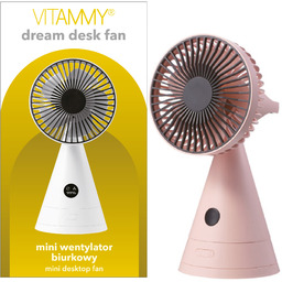 VITAMMY DREAM DESK FAN RÓŻOWY Mini wentylator biurkowy