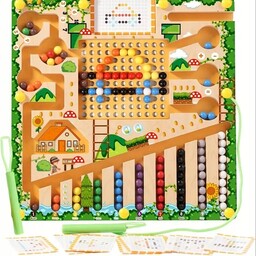 LABIRYNT MONTESSORI TABLICA MAGNETYCZNA DREWNIANA UKŁADANKA MOZAIKA SORTER