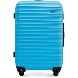 Średnia walizka z ABS-u z żebrowaniem niebieska