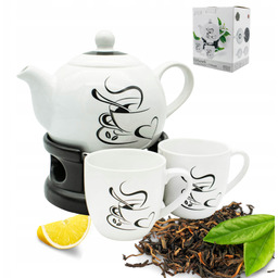 Imbryk Do Herbaty Z Podgrzewaczem Dzbanek 2x Kubek