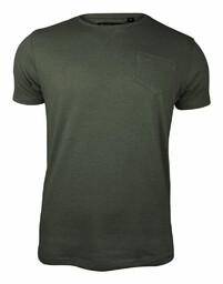 T-Shirt Ciemny Zielony, Khaki z Kieszonką, Koszulka Bez