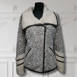 Kożuch Damski Naturalna Skóra Ciepły Zimowy Beż Brąz