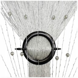 Firany Makarony Z Koralikami Kule 300x160 biały