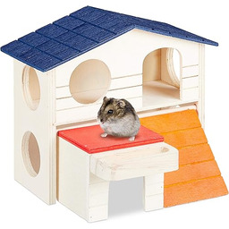 Relaxdays Drewniany domek dla chomików, 2 poziomy,