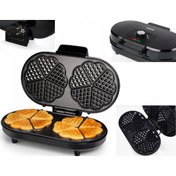 Podwójna Gofrownica 1400W w serduszka 10 gofrów