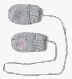 Rękawiczki niemowlęce w serduszka szare