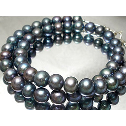 Prawdziwe Duże Perły Pawie Naszyjnik Srebro