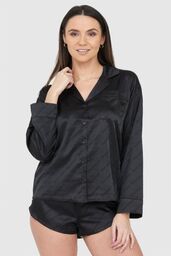 JUICY COUTURE Czarna satynowa damska koszula piżamowa