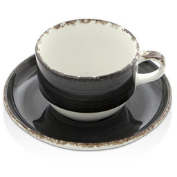 FILIŻANKA ZE SPODKIEM ONYX 90ml CZARNA FINE DINE