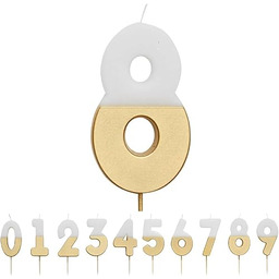 Białe i złote cyfry 8 świeca do ciast