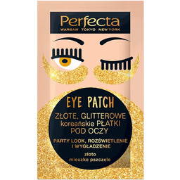 Perfecta EYE PATCH ZŁOTE, GLITTEROWE koreańskie PŁATKI POD