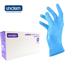 Unidem - rękawiczki nitrylowe diagnostyczne, bezpudrowe, niebieskie, jednorazowe