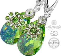 Kryształy Piękne Zielone Kolczyki Peridot Flower Srebro