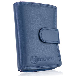 Portfel skórzany BETLEWSKI niebieski BPD-SS-19 BLUE