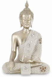 Figurka dekoracyjna siedzący Budda srebrny 29,5x19x14,5 157900
