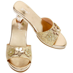 Souza!, Pantofelki Klapki Na Obcasie, Złote, Ellina Rozm.