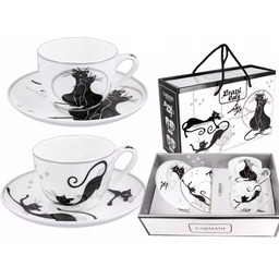 Kpl. 2 filiżanek ze spodkami koty Carmani