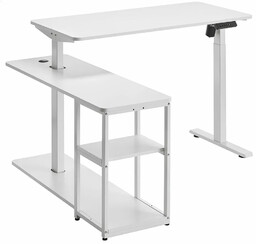Elior Białe ergonomiczne narożne biurko elektryczne - Craftes