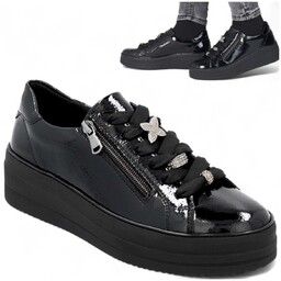 Półbuty Damskie Skórzane Wygodne Sneakersy na platformie Remonte