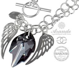 Kryształy Ozdobny Naszyjnik Night Angel Wing Srebro