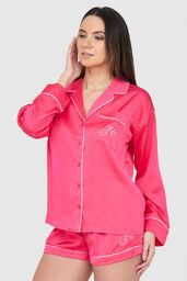 JUICY COUTURE Różowa satynowa koszula piżamowa damska