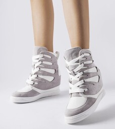Biało-szare sneakersy na koturnie Pantaleone-38