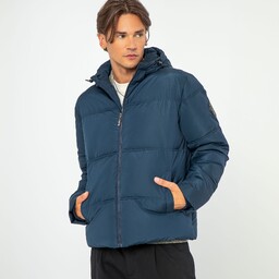 Męska kurtka pikowana z monogramem granatowa