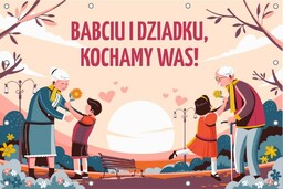 Babciu i Dziadku Kochamy Was- Baner do szkoły