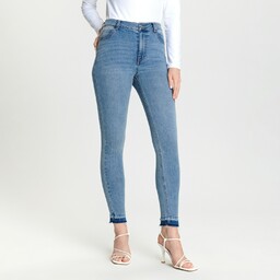 Sinsay - Jeansy skinny mid waist - Niebieski