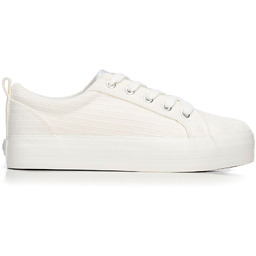 Damskie sneakersy na platformie kremowe
