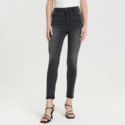 Sinsay - Jeansy skinny mid waist - Czarny