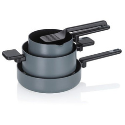 KELA-Zestaw 3 garnków 5el. ciemny szary Mira