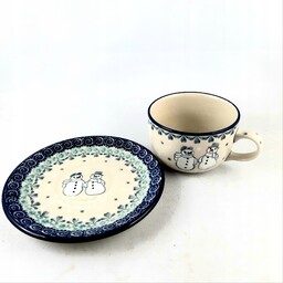 Filiżanka Z Podstawką V 0,2L Bałwanki