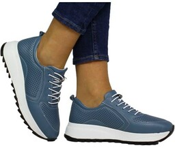 Sneakersy modne Vacarro 1690 Navy Blue Denim Skóra