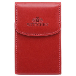 Etui na wizytówki skórzane metalowe czerwone