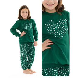 Piżama Dla Dzieci Świąteczna Dziewczeca Zielona Z Długim
