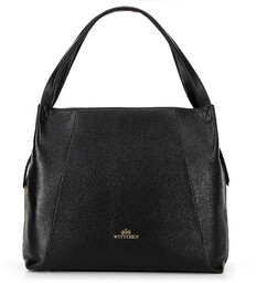 Damska torebka typu worek ze skóry czarno -