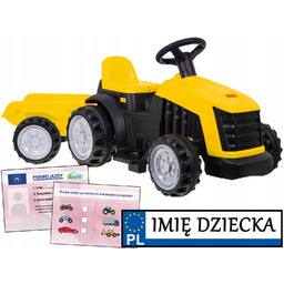 Traktor na akumulator Tablica Imienna prawo jazdy Przyczepka