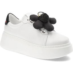 Chebello Białe Sneakersy Eleganckie Obuwie Z Kwiatem