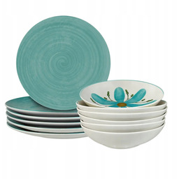 Arca Komplet Serwis Obiadowy Zestaw Kwiat Niebieski 12