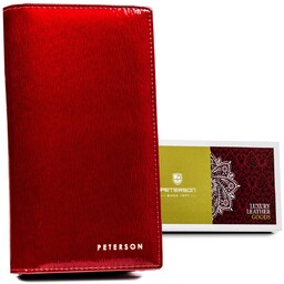 Skórzany lakierowany portfel damski na karty Peterson pojemny