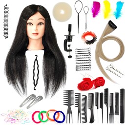 Główka treningowa Jessica 65 cm black, włos naturalny