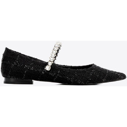 Baleriny z tweedu w szpic czarne