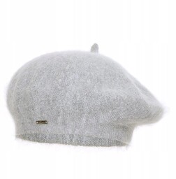Beret damski z angory LIWIA Jasny szary