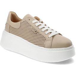 Damiss Beżowe Sneakersy Wygodne Ażurowe Obuwie Damskie