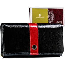 Skórzany damskie portfel Peterson lakierowany na karty